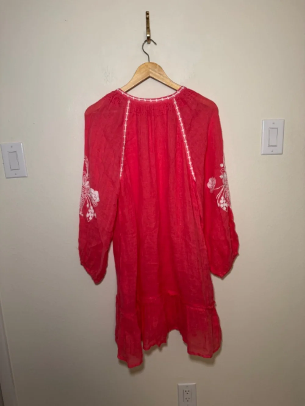 Tommy Bahama 100% Linen Embroidered Cover-Up Dress Tunic Medium Pink